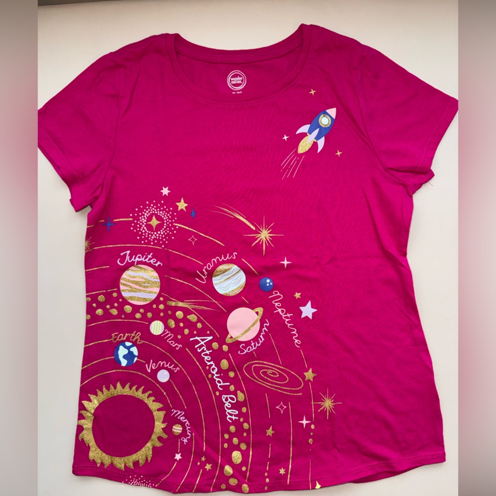 wonder nation Hot Pink Tee with White Logo
